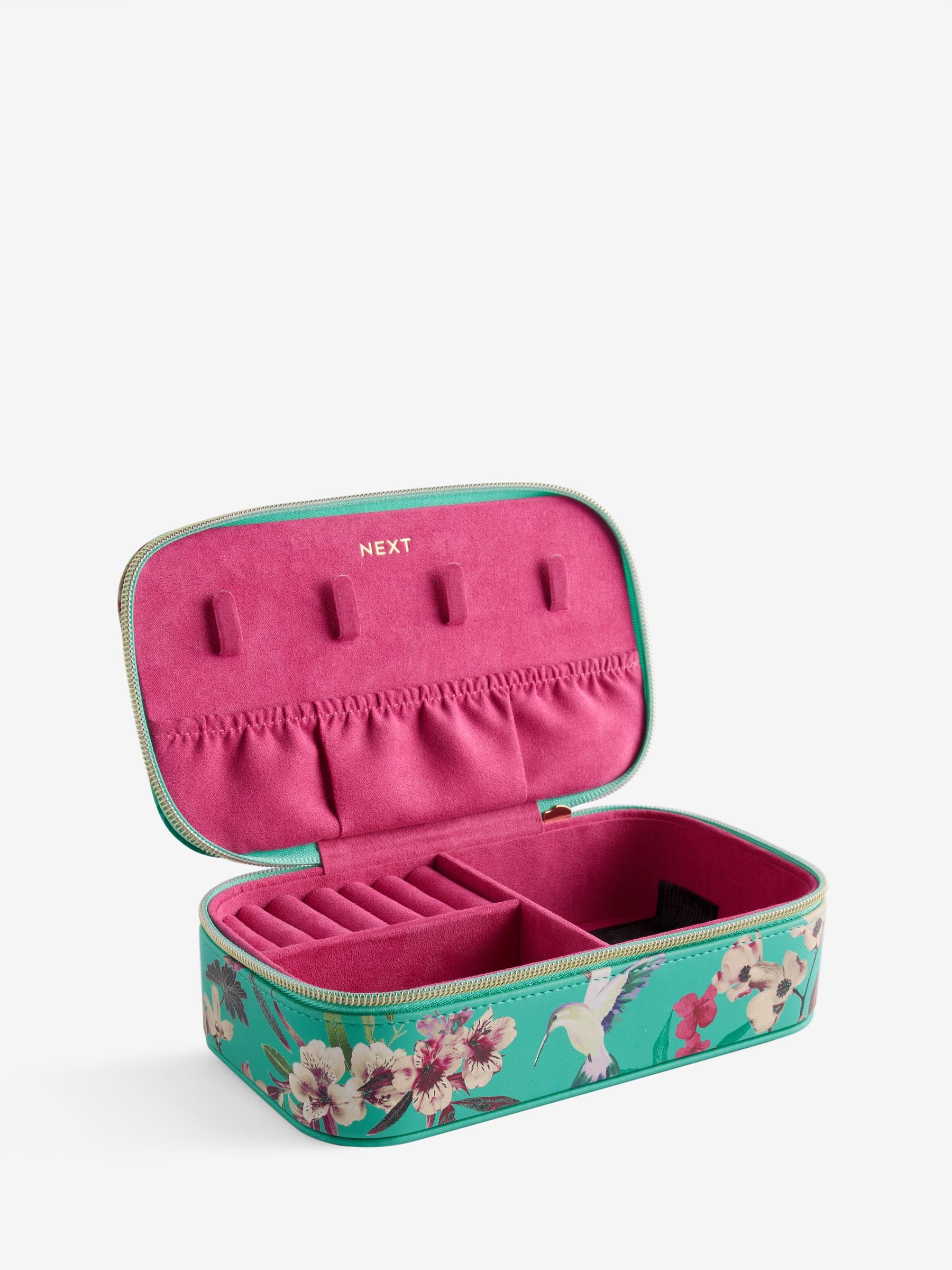 Paradise travel jewellery box with floral design, imported from the UK