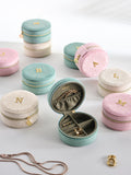 Pink velour monogram jewellery box with gold embroidery - British brand