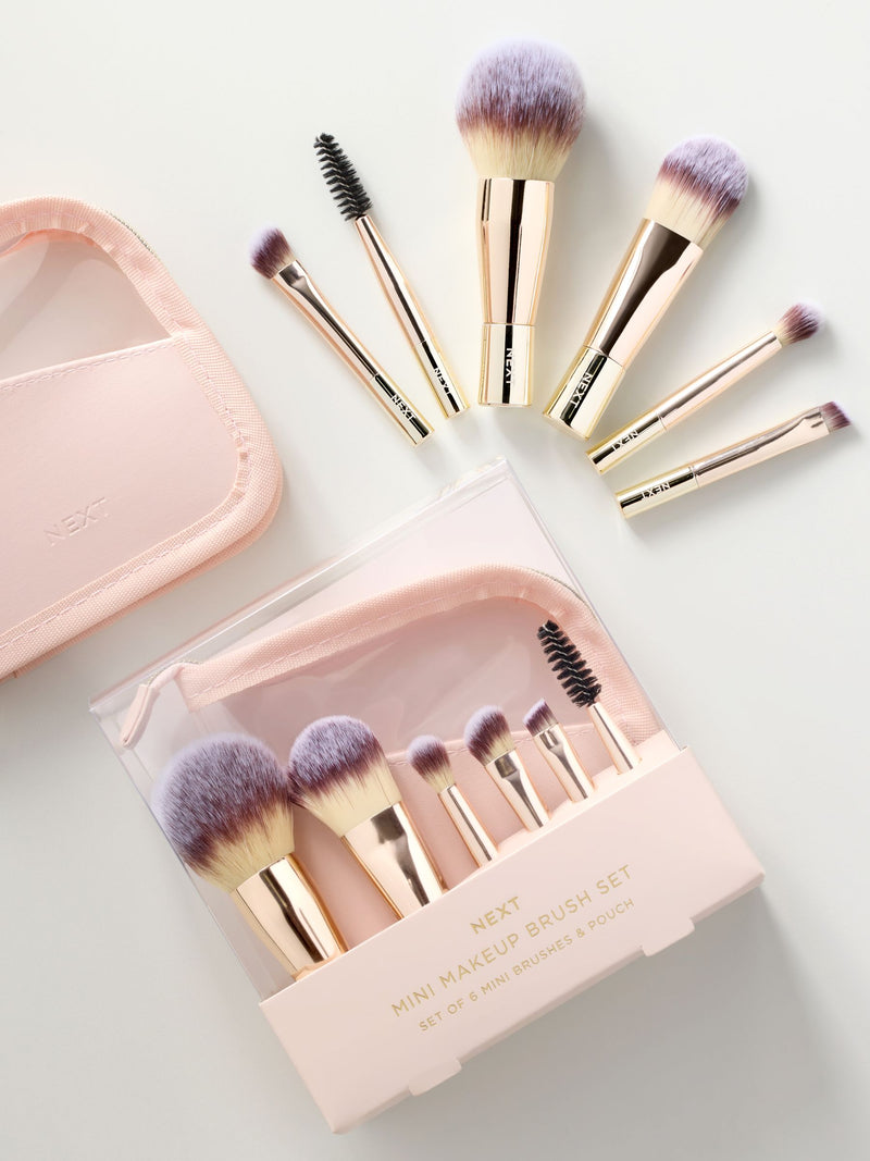Mini makeup brush travel set with pouch, imported from the UK