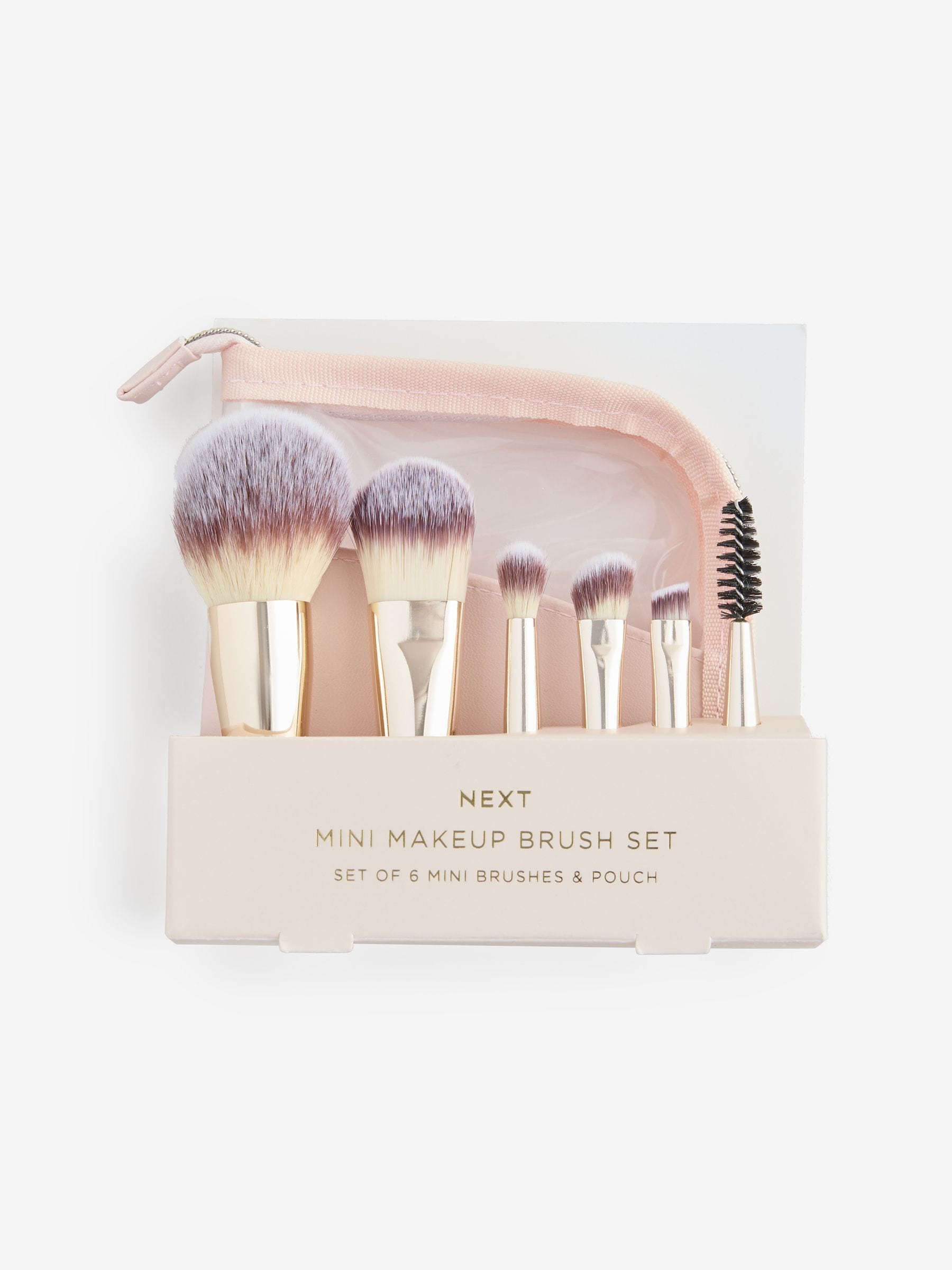 Mini makeup brush travel set with pouch, imported from the UK