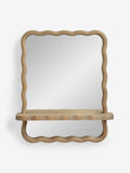 Natural Wavy Pine Wood Shelf Bathroom Wall Mirror