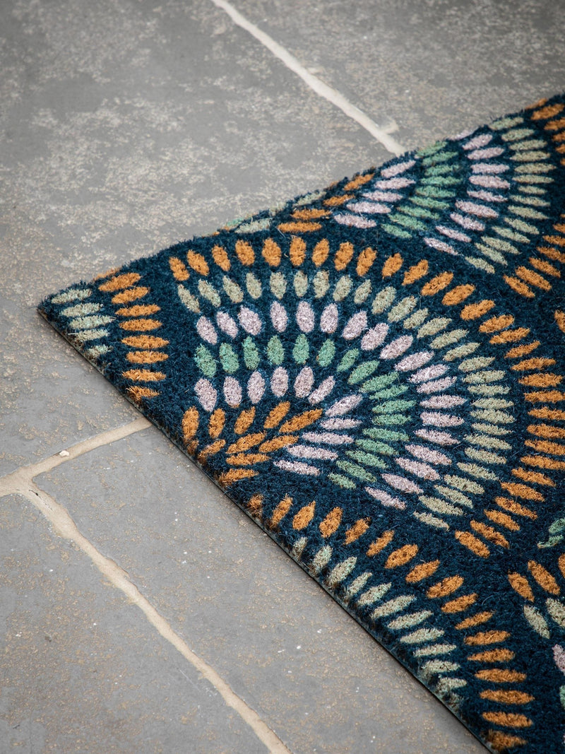 Gallery Home Blue Ikat Peacock doormat 60x90cm - British product