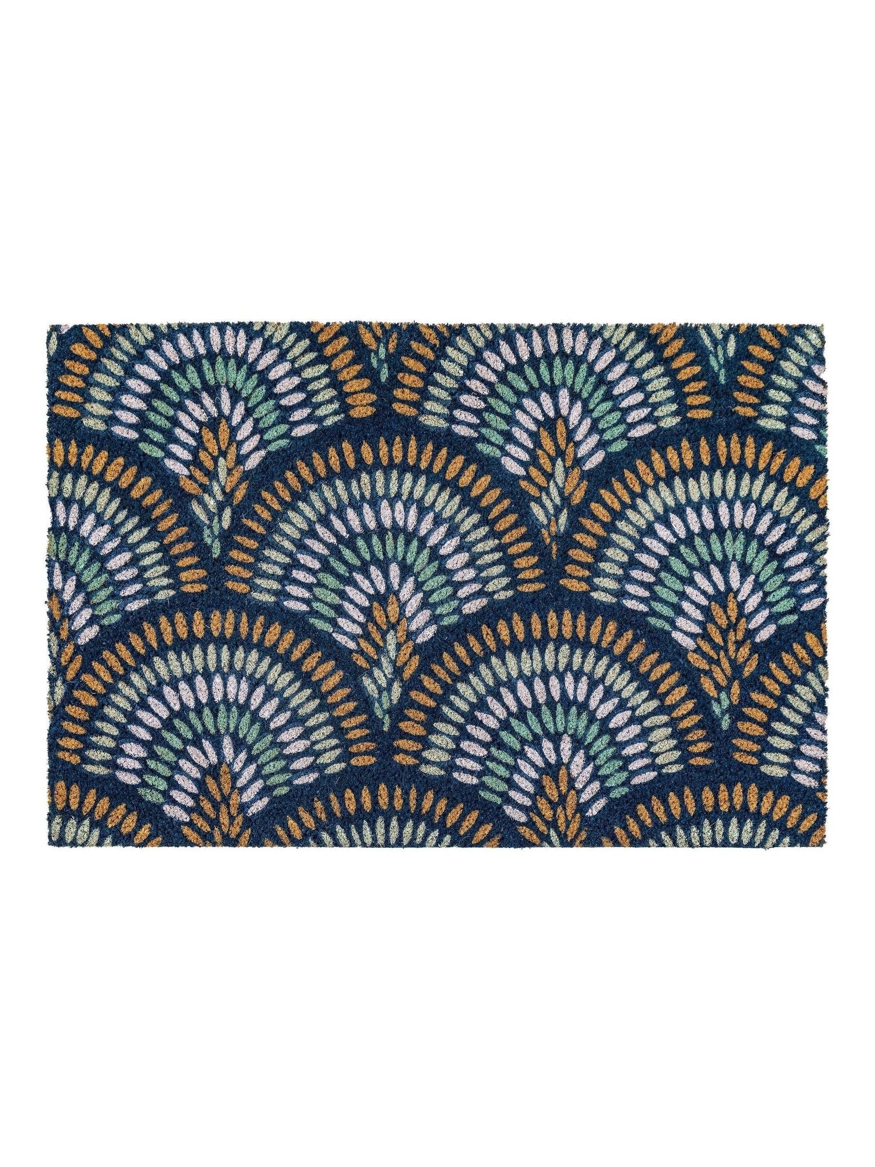 Gallery Home Blue Ikat Peacock doormat 60x90cm - British product