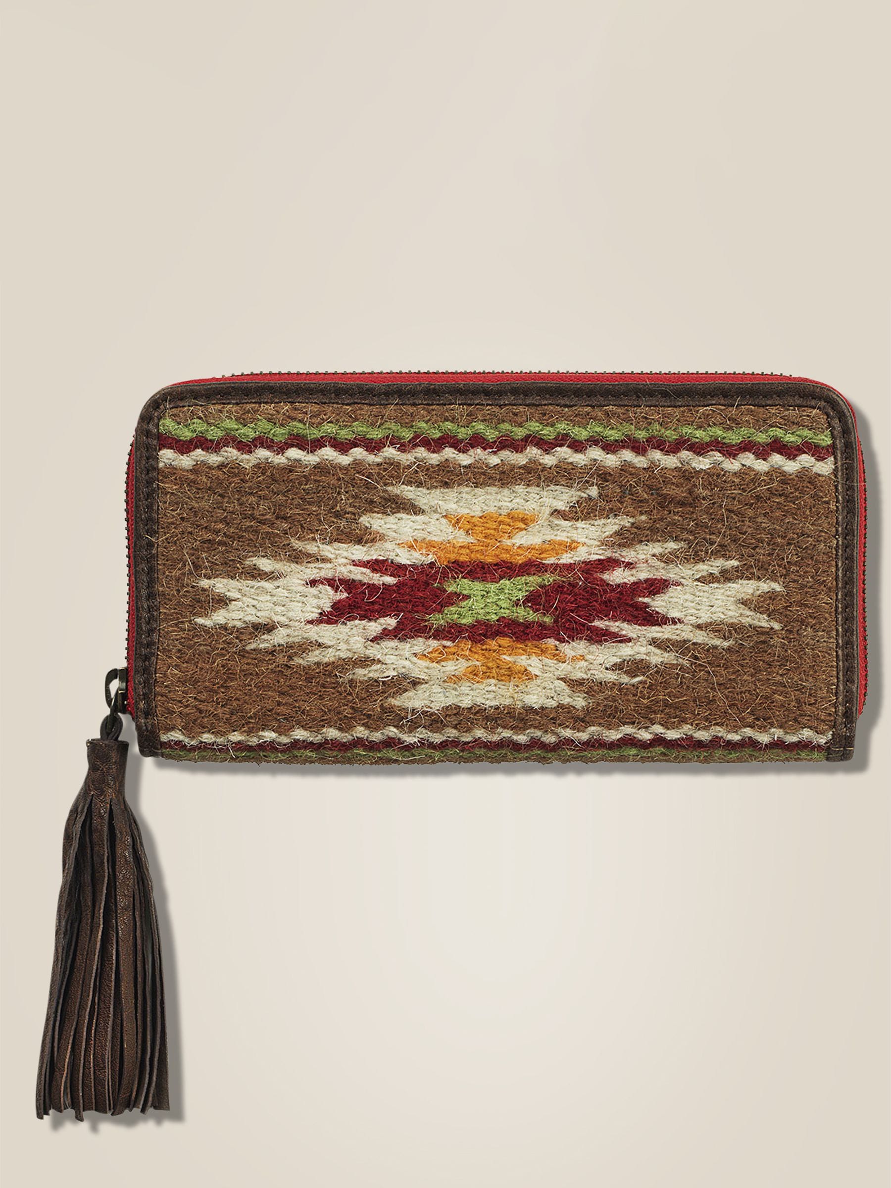 Ariat brown handwoven wool clutch wallet 7.5in x 4.5in - British product