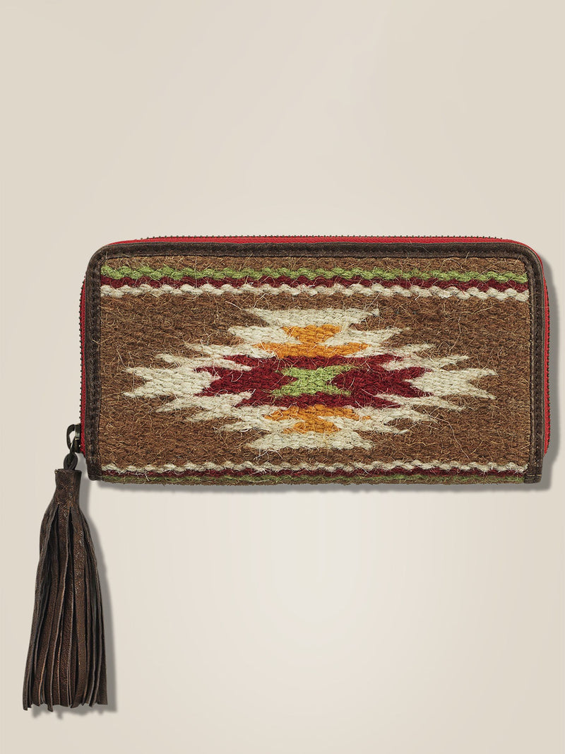 Ariat brown handwoven wool clutch wallet 7.5in x 4.5in - British product