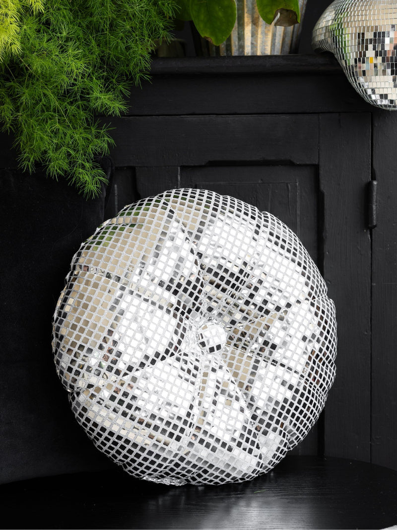 Rockett St George silver sequin discoball cushion 40cm - British product