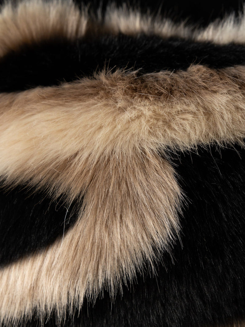 Rockett St George black tiger animal swirl faux fur cushion 50cm, UK version