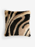 Rockett St George black tiger animal swirl faux fur cushion 50cm, UK version