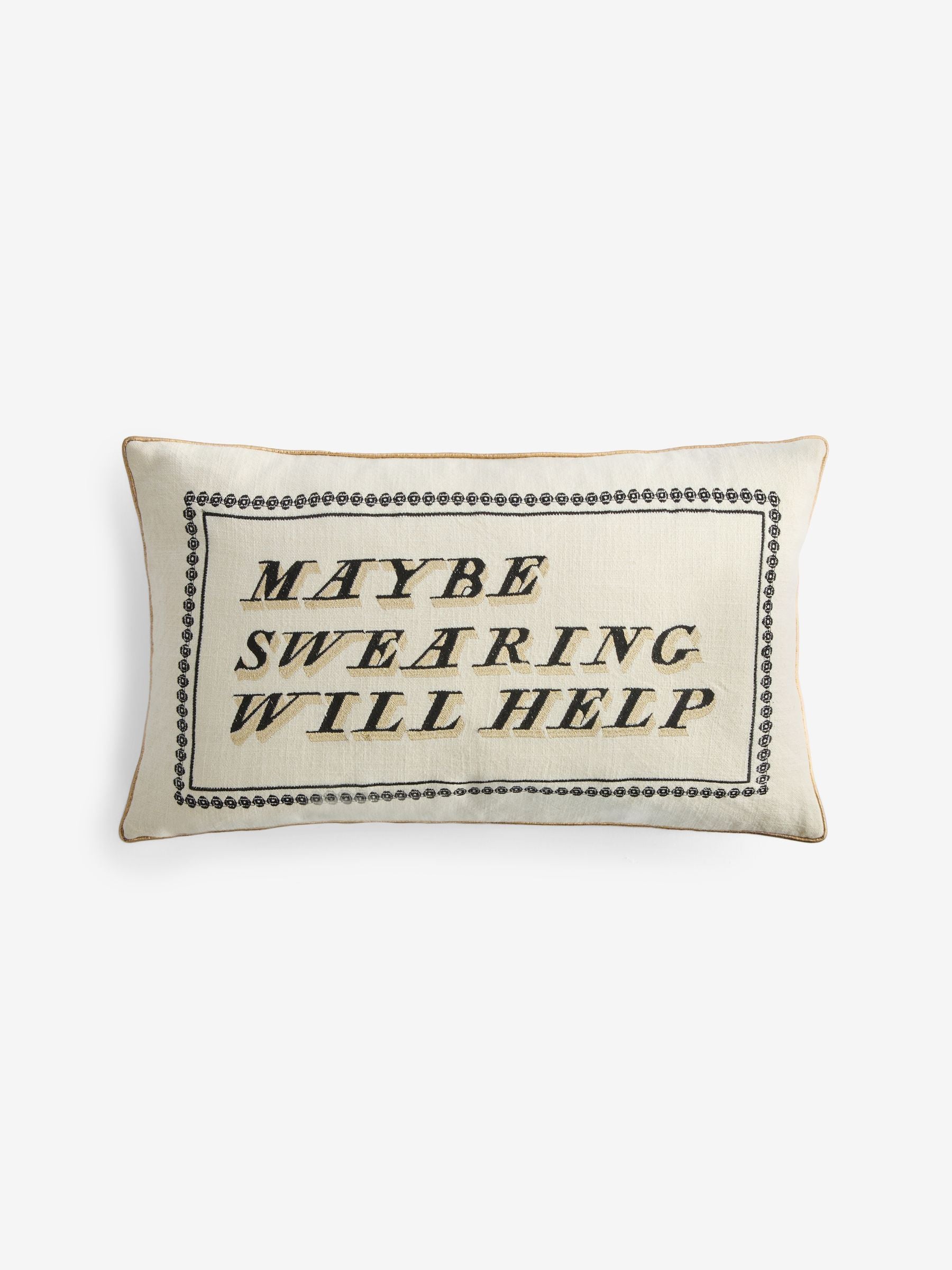 Rockett St George slogan embroidered cushion 30x50cm - British product