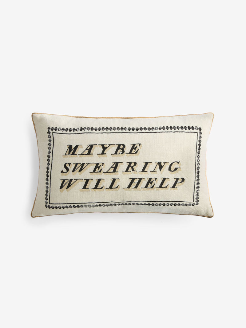 Rockett St George slogan embroidered cushion 30x50cm - British product