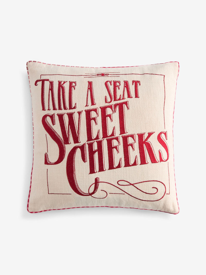 Rockett St George Take A Seat embroidered cushion 45cm - British product