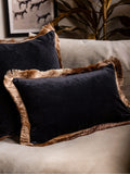 Rockett St George black velvet fringe cushion - British product