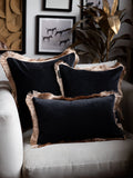 Rockett St George black velvet fringe cushion - British product