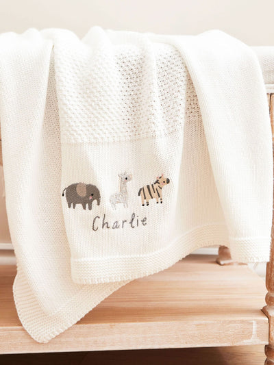 Next My 1st Years Personalised Born To Be Loved Animal Ivory Baby Shawl- Buy online at McGrocer