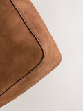 Tan brown structured messenger bag, imported from the UK