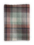 Teal blue brushed check curtains, UK version