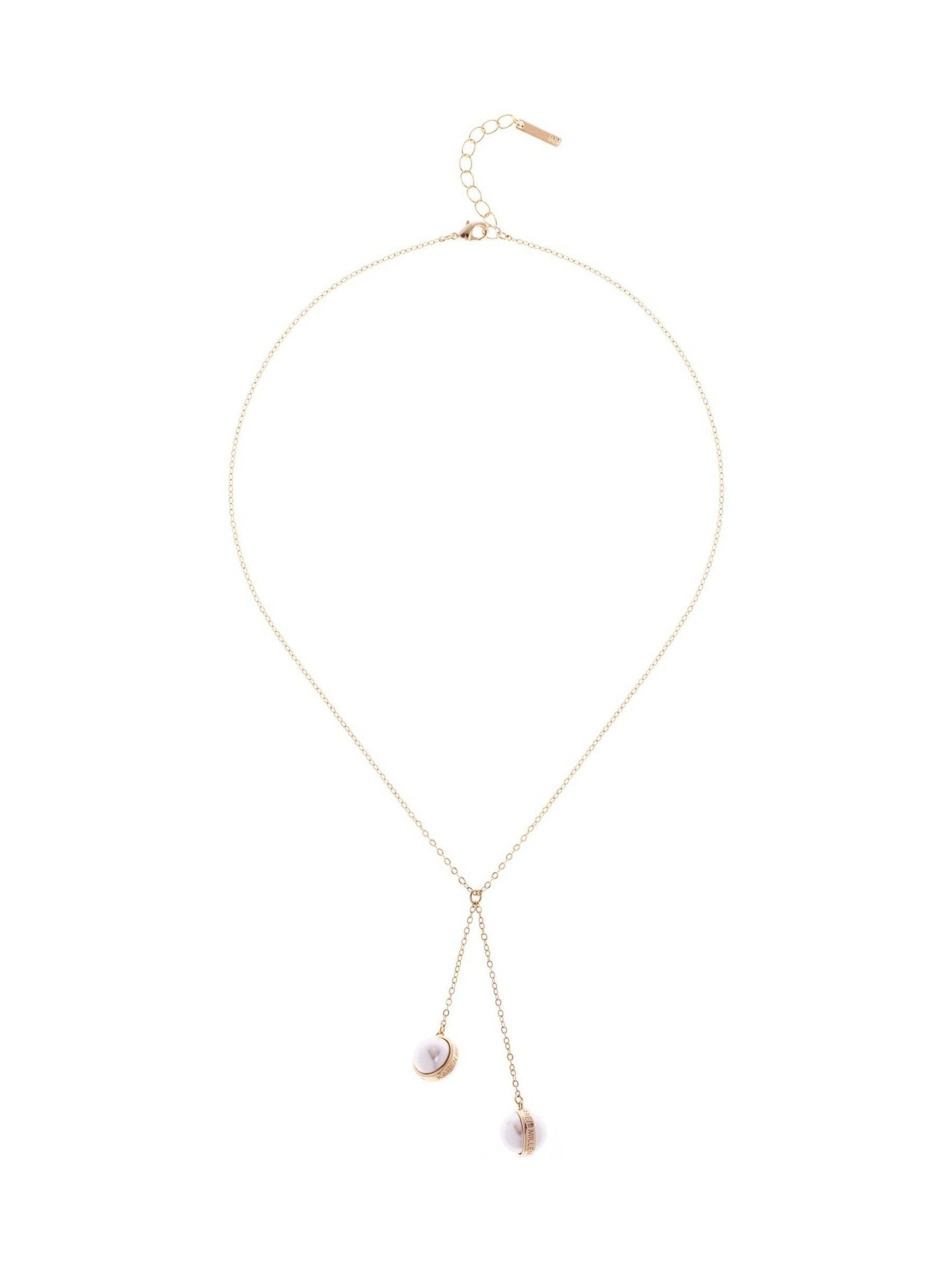 Karen Millen Gold Tone Pearl Double Drop Necklace, UK version