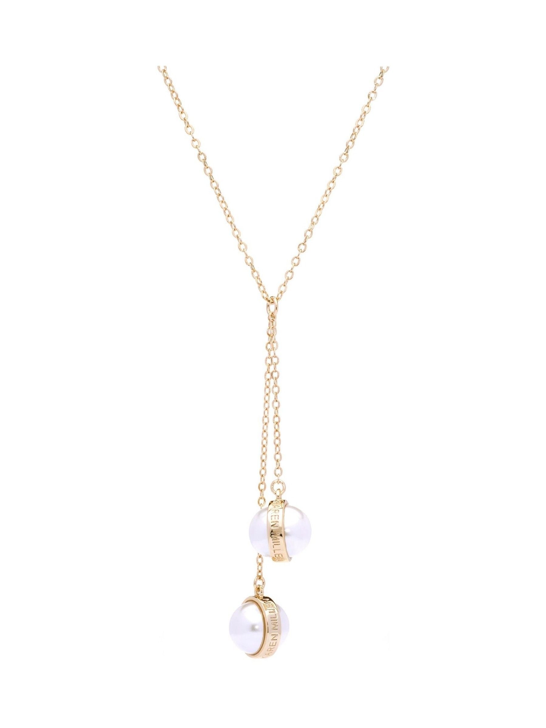 Karen Millen Gold Tone Pearl Double Drop Necklace, UK version