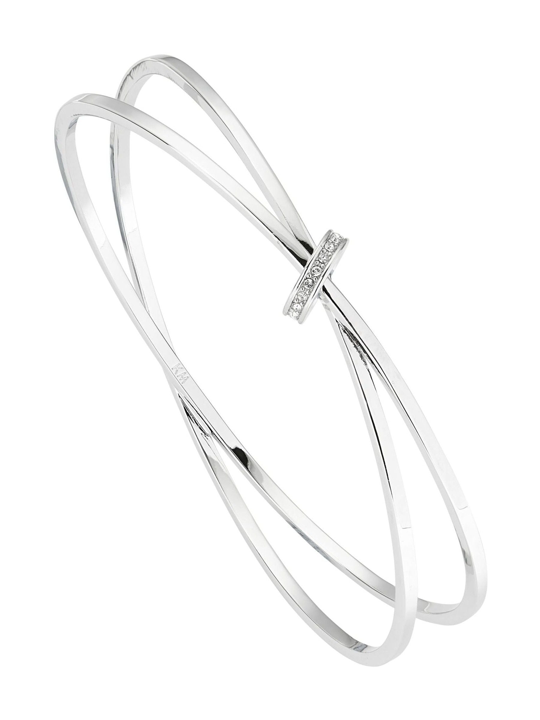 Karen Millen Silver Tone Oval Chain Bangle 6.9cm imported from the UK
