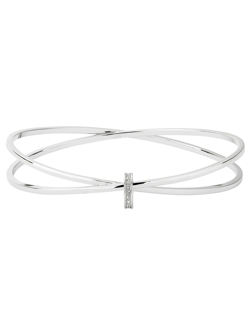 Karen Millen Silver Tone Oval Chain Bangle 6.9cm imported from the UK