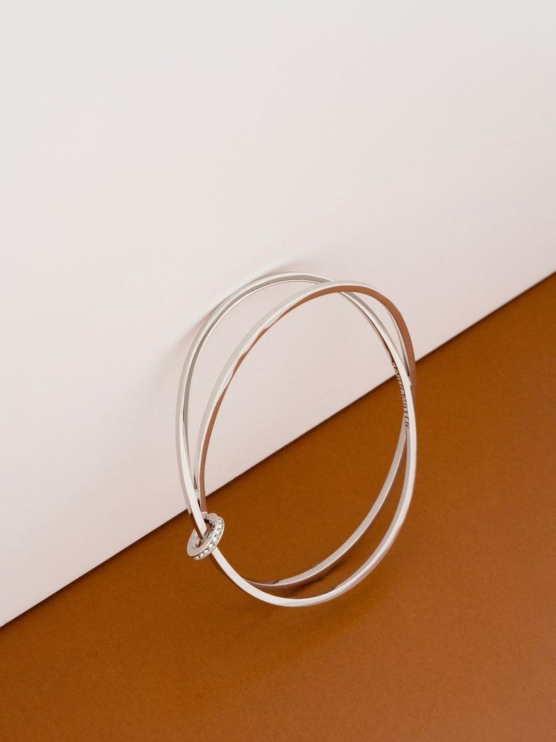 Karen Millen Silver Tone Oval Chain Bangle 6.9cm imported from the UK