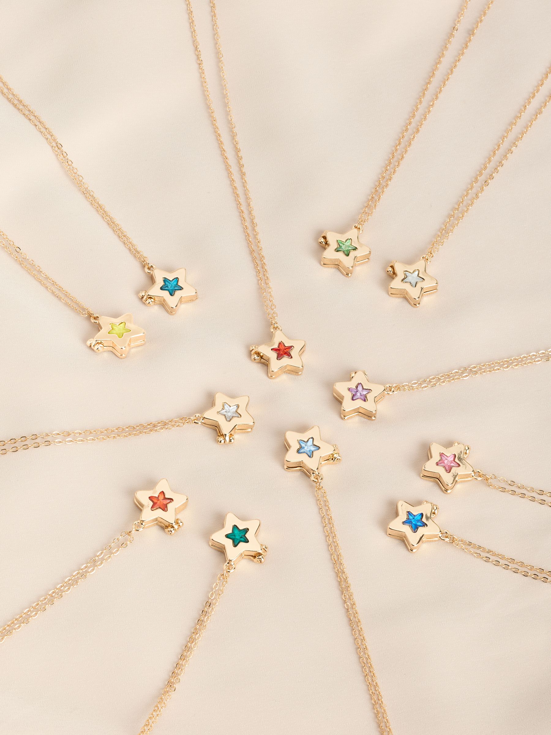 Gold tone star locket with birthstone detail - British product