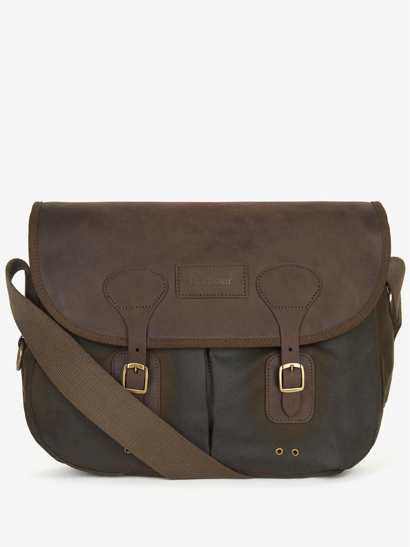 Barbour green wax Tarras bag - (British brand)