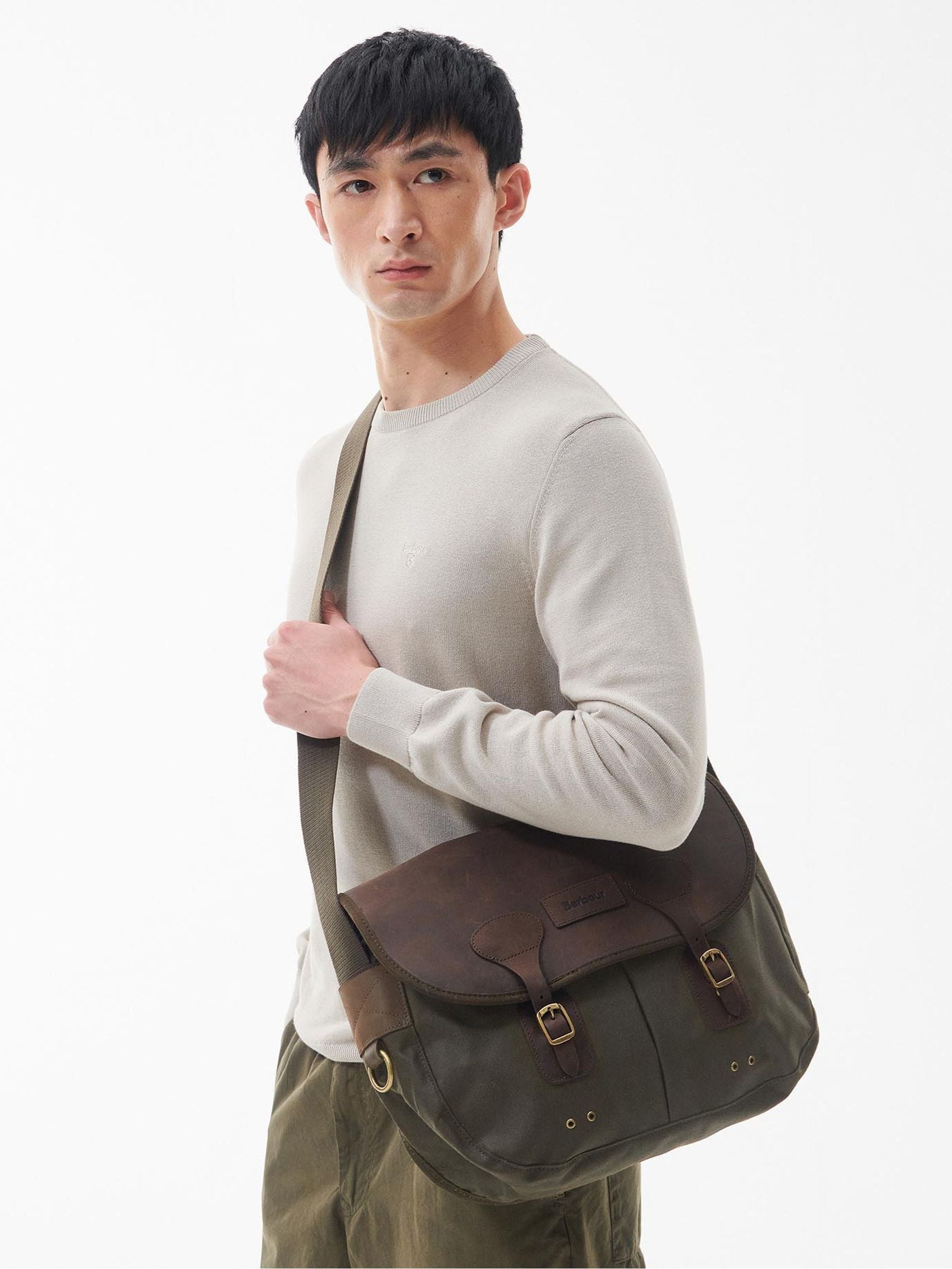 Barbour green wax Tarras bag - (British brand)