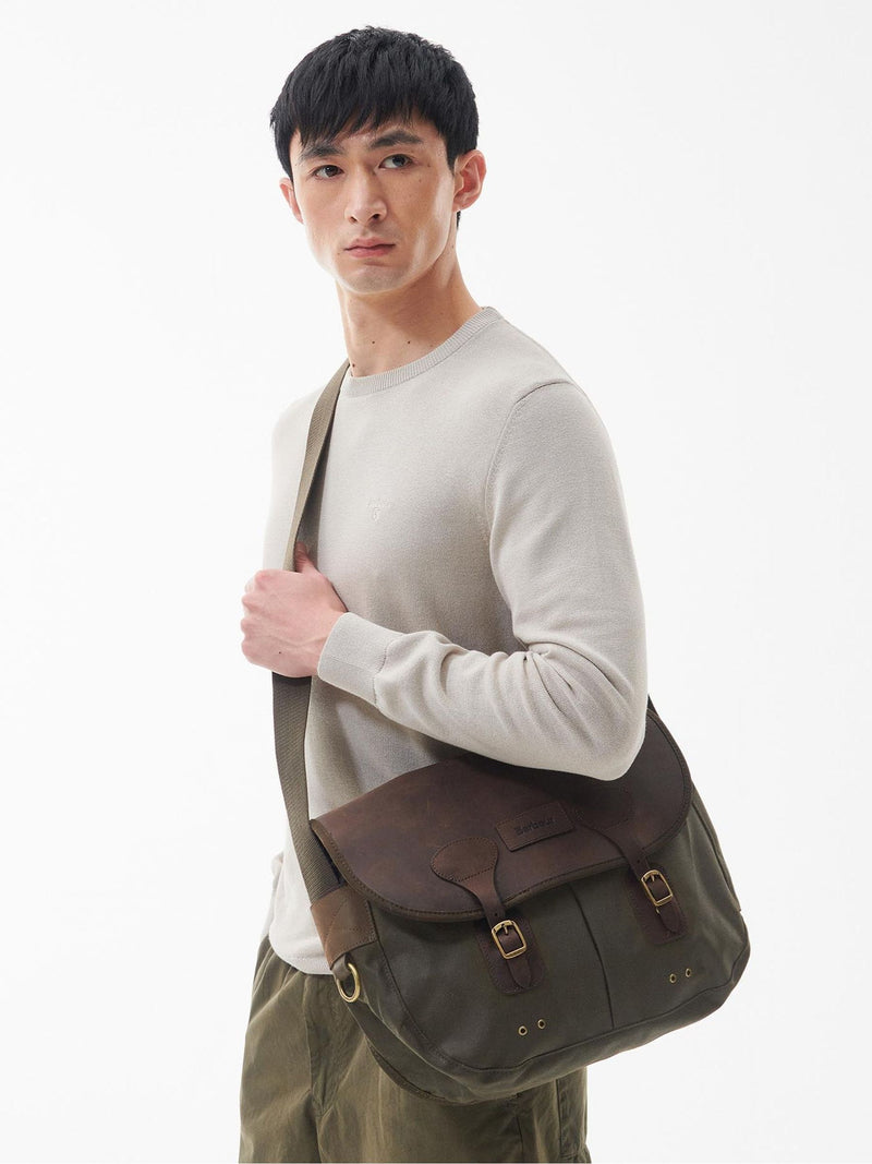 Barbour green wax Tarras bag - (British brand)