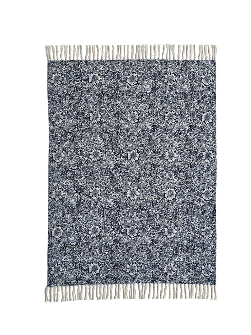 William Morris indigo blue Marigold throw 130x170cm, imported from the UK