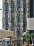 William Morris At Home indigo blue Pimpernel blackout eyelet curtains, UK version