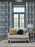 William Morris At Home indigo blue Pimpernel blackout eyelet curtains, UK version