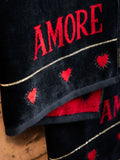 Rockett St George black amore slogan towel 100% cotton velour - British product