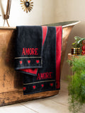 Rockett St George black amore slogan towel 100% cotton velour - British product