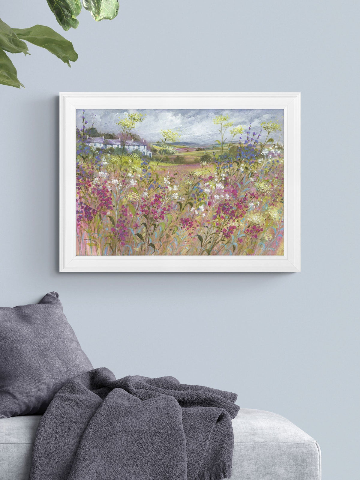 Artko White Three Cottages framed art 59x79cm - British product