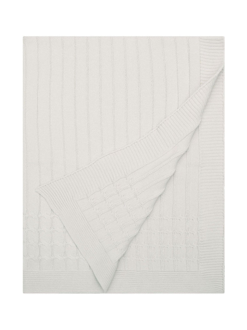 Emile Et Rose natural cable knit baby blanket 75x75cm, imported from the UK