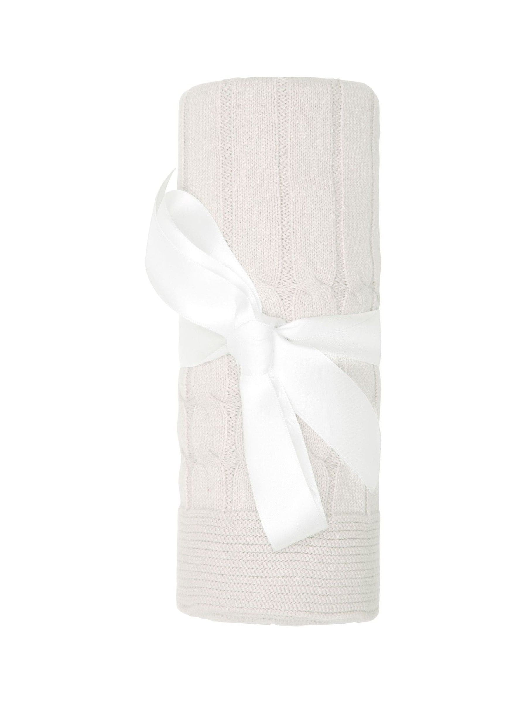 Emile Et Rose natural cable knit baby blanket 75x75cm, imported from the UK