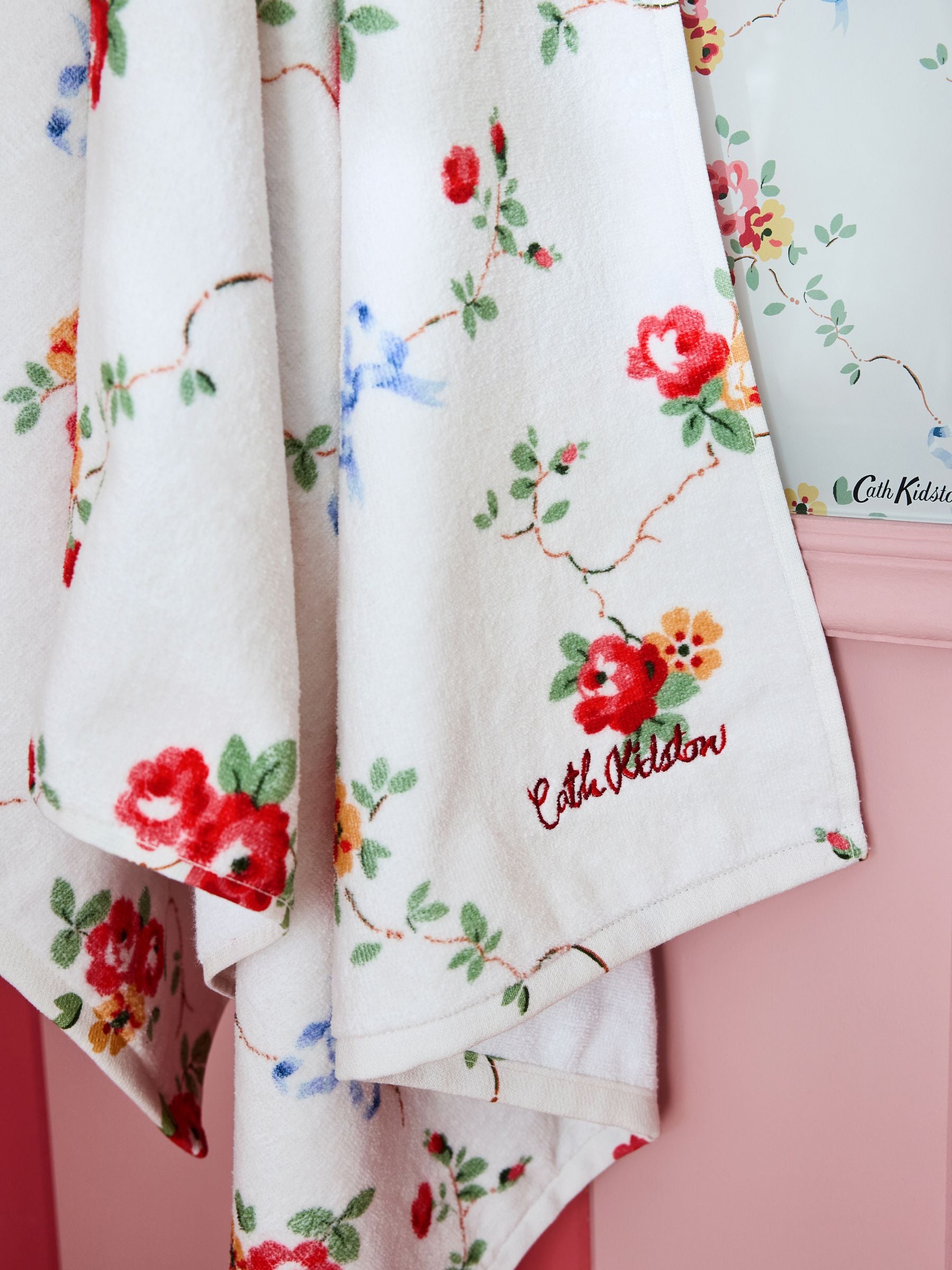 Cath Kidston floral rose and bows cotton velour towel - British product