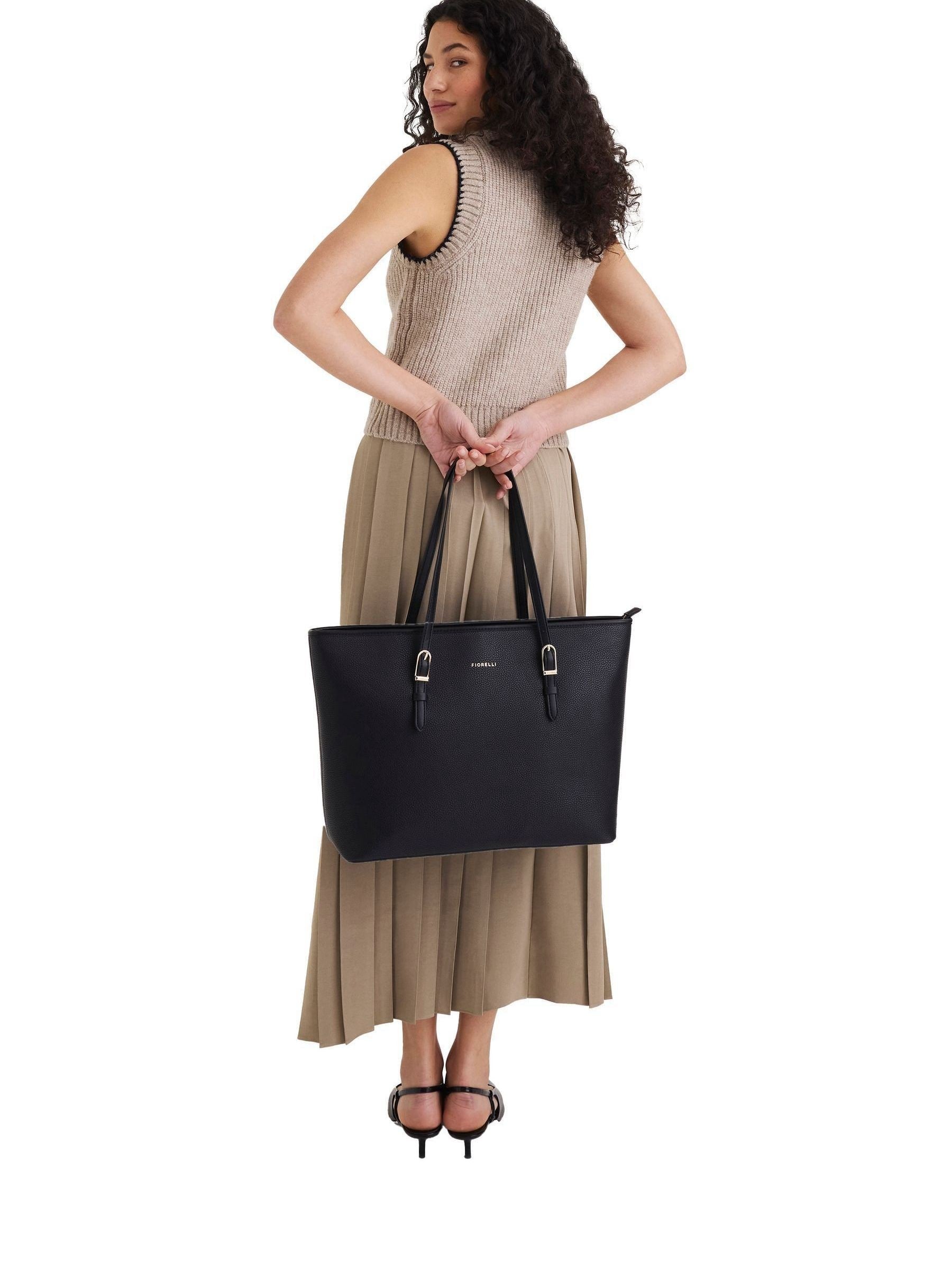 Fiorelli black Etta buckle tote bag, UK version