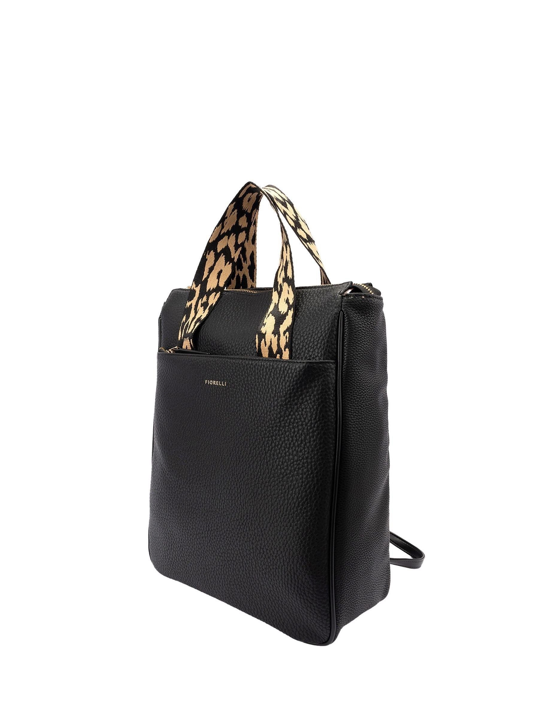Fiorelli black Effie webbed faux leather backpack - British product