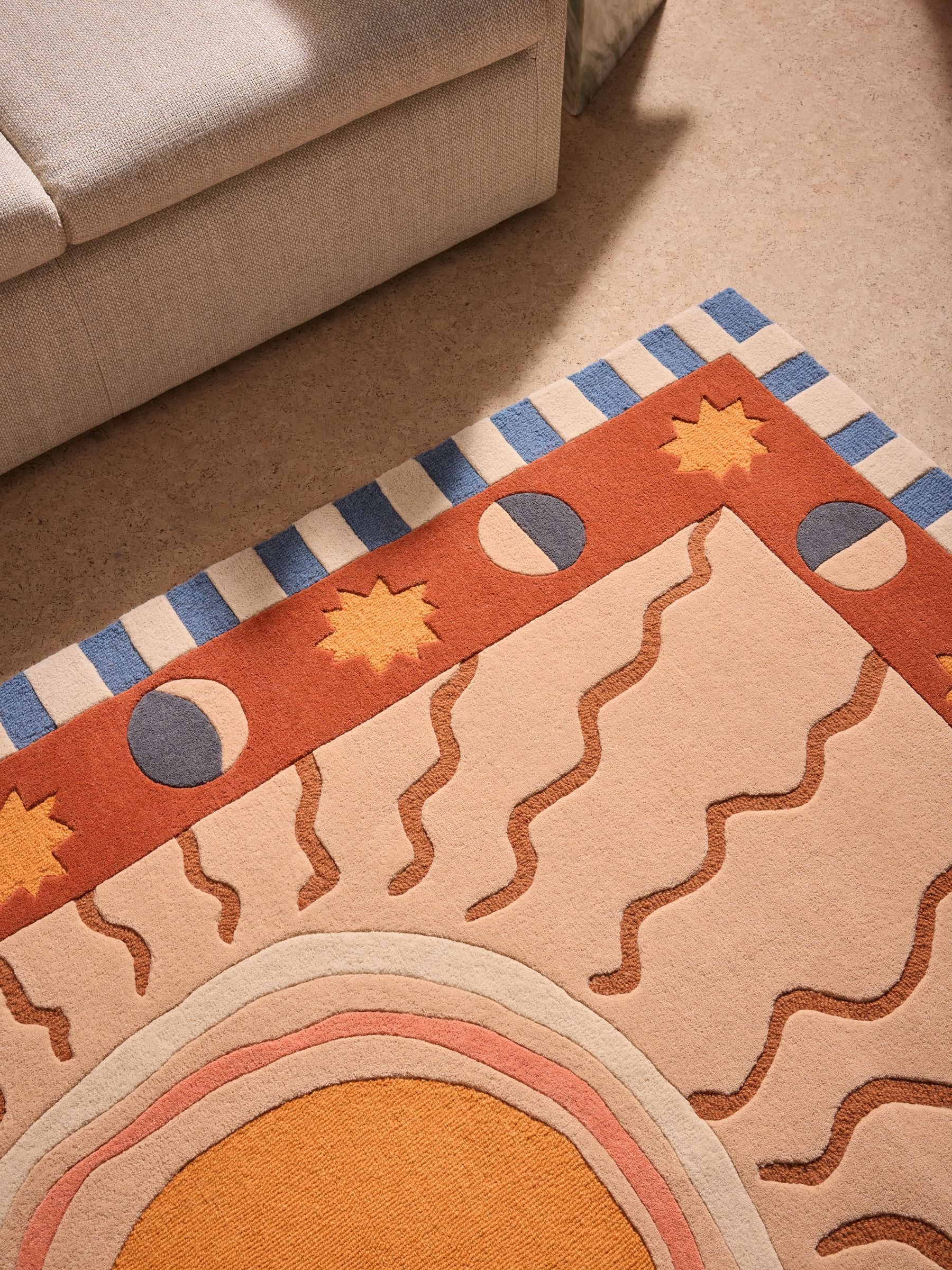 MADE.COM Orange Soteria wool tufted rug - British product