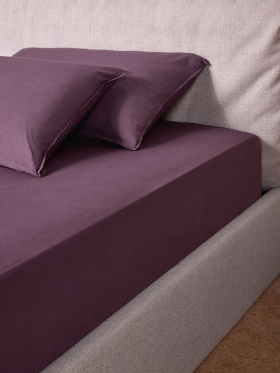 Drap-housse extra-profond MADE.COM Aubergine Purple Cosy Coton Lavé
