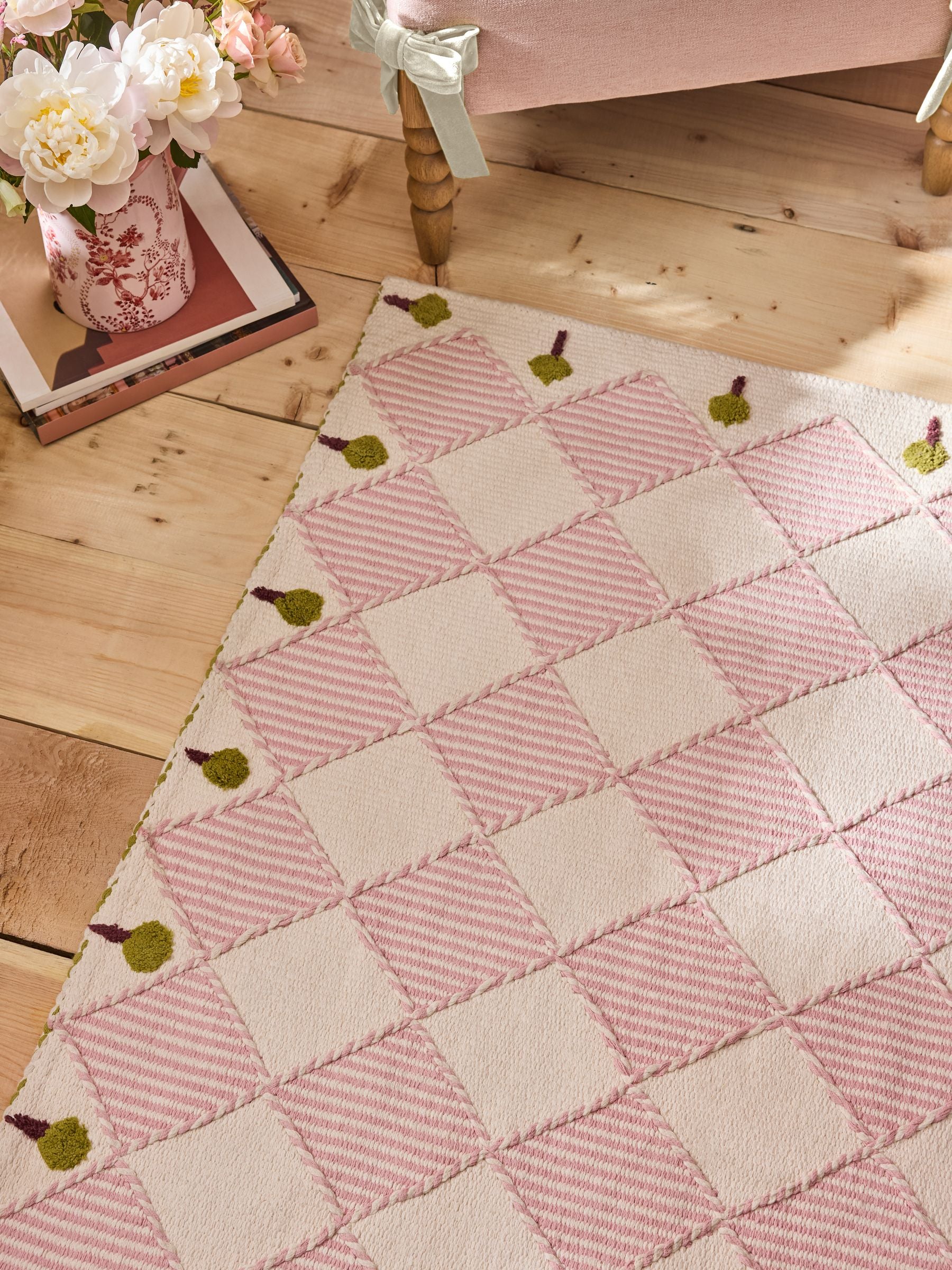 Cath Kidston Pink Diamond flat weave rug (British brand)