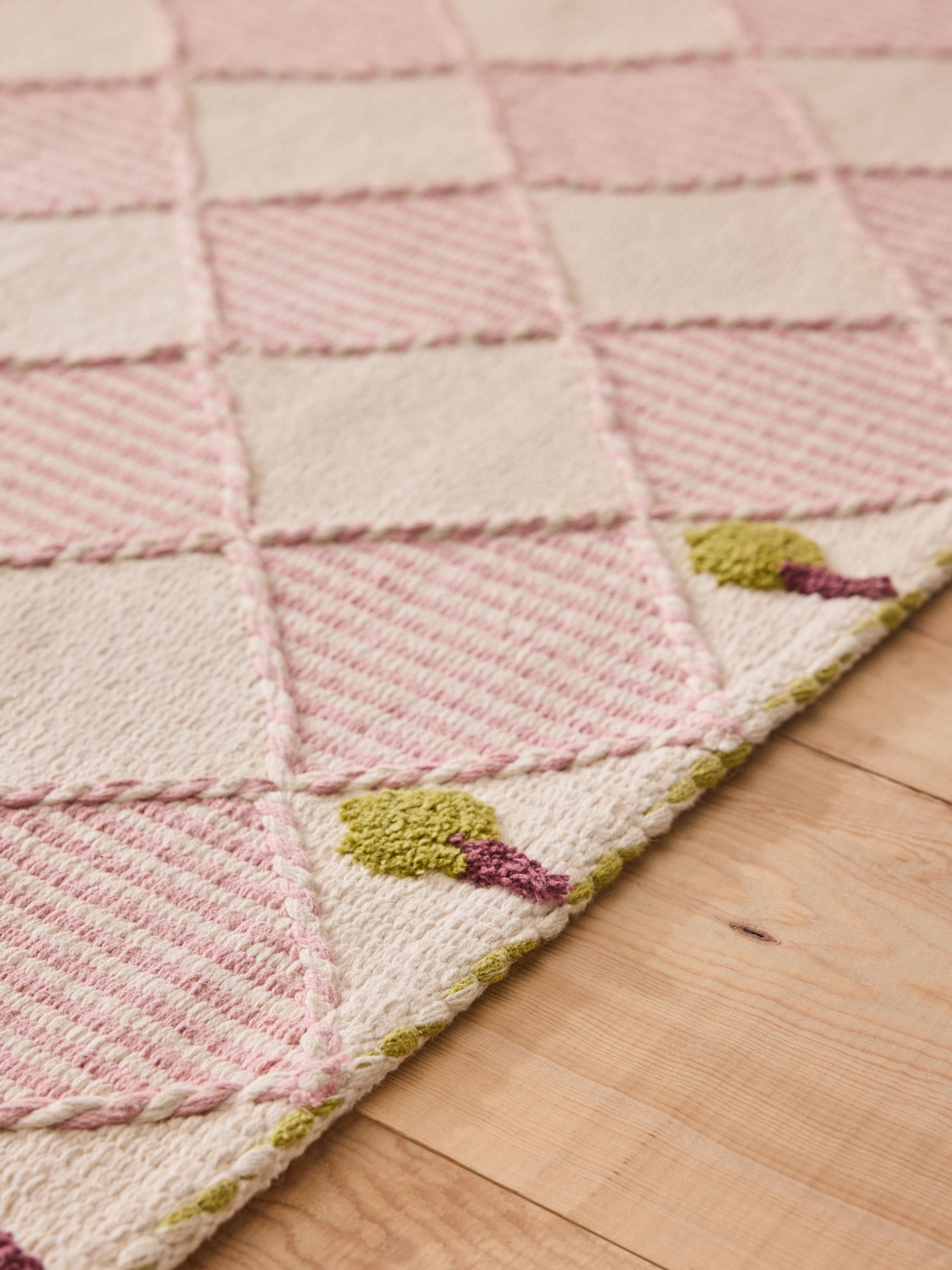 Cath Kidston Pink Diamond flat weave rug (British brand)