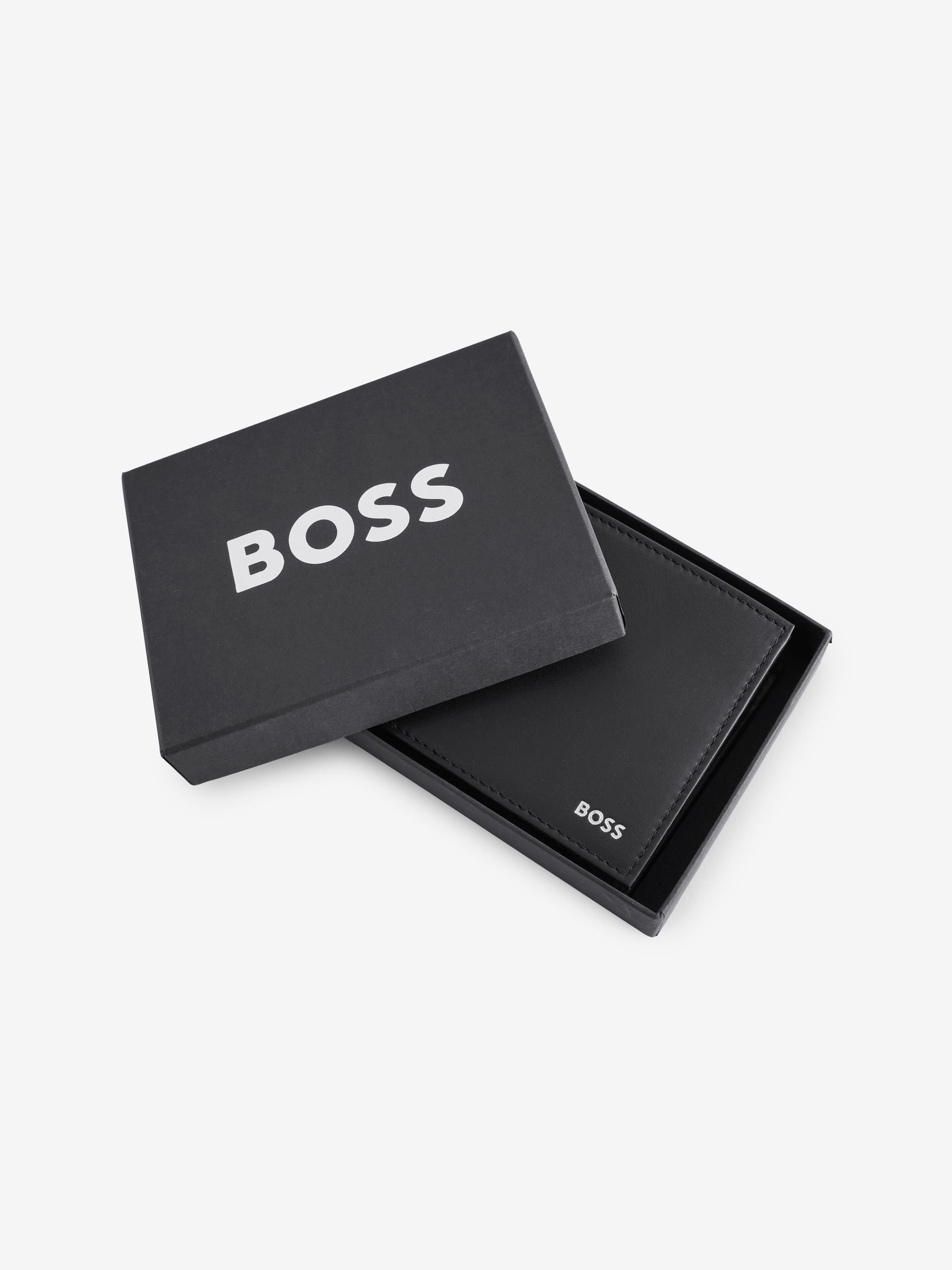 BOSS Randy black leather billfold wallet, UK version