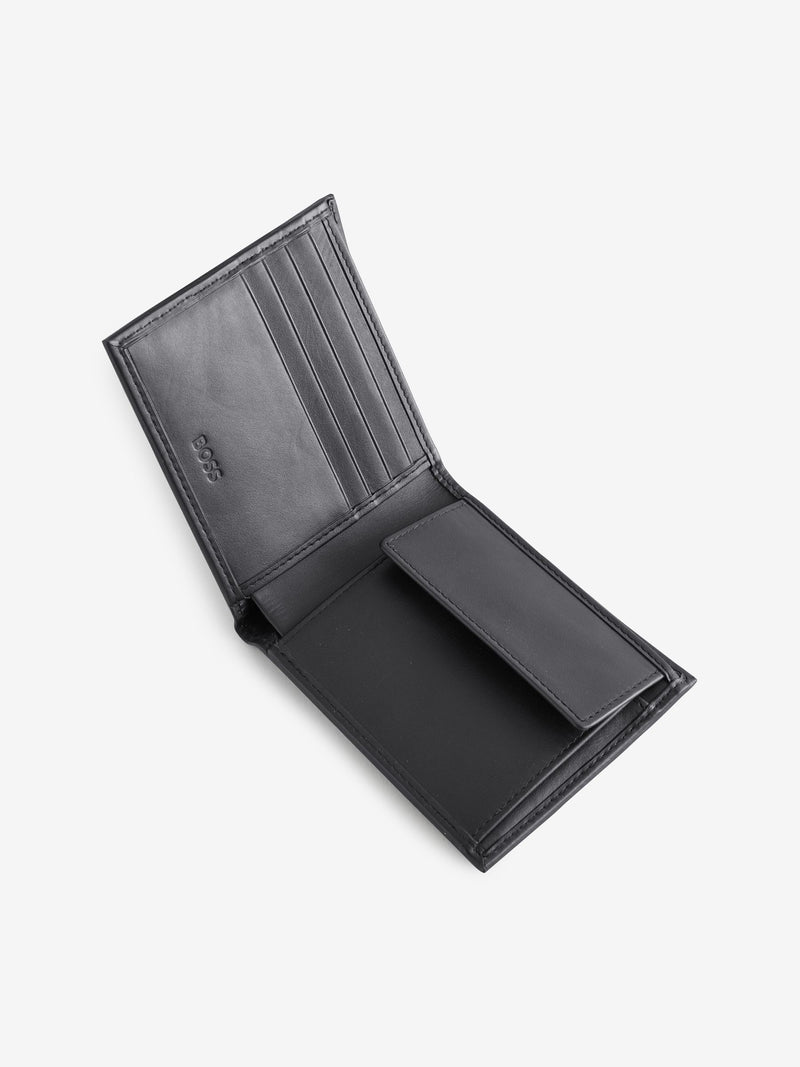 BOSS Randy black leather billfold wallet, UK version