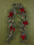Laura Ashley Green Pre Lit Christmas Garland with Bells 180cm