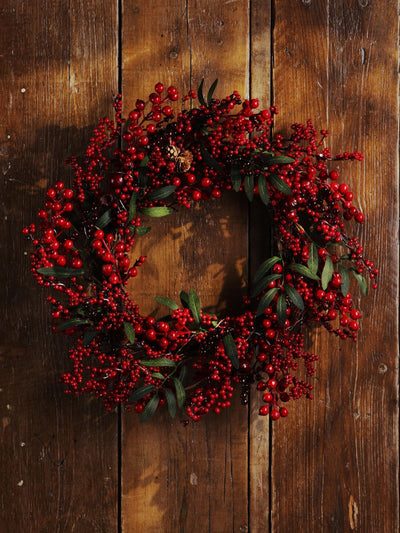 Laura Ashley Red 55cm Christmas Berry Wreath