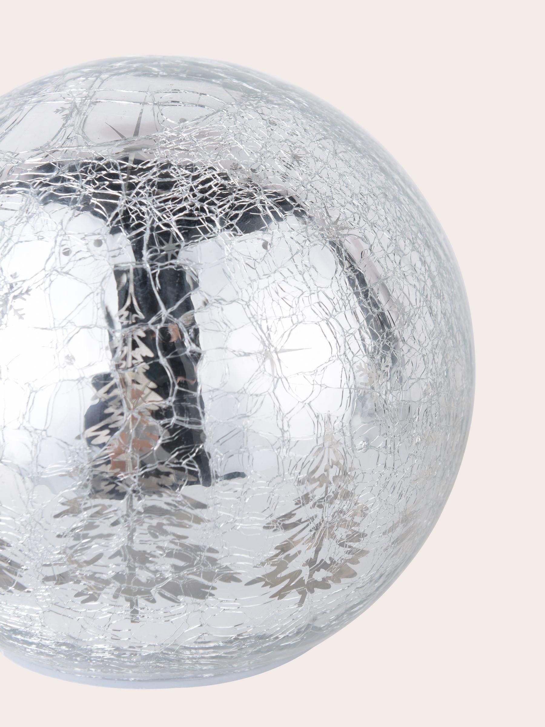 Laura Ashley set of 3 silver glass lit Christmas ornaments, UK version