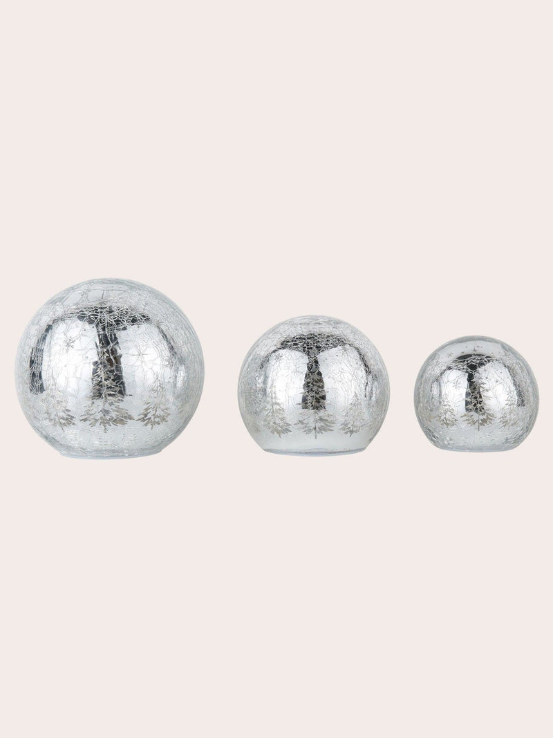Laura Ashley set of 3 silver glass lit Christmas ornaments, UK version